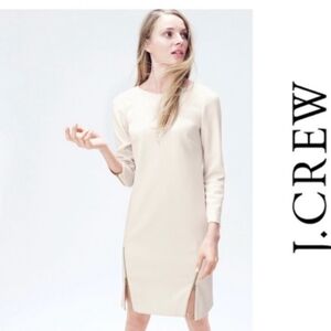 J. Crew Ivory Long Sleeve Dress with Zipper Details